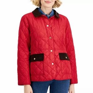 Charter club red quilted barn chore corduroy collar jacket Size XXL Preppy fall